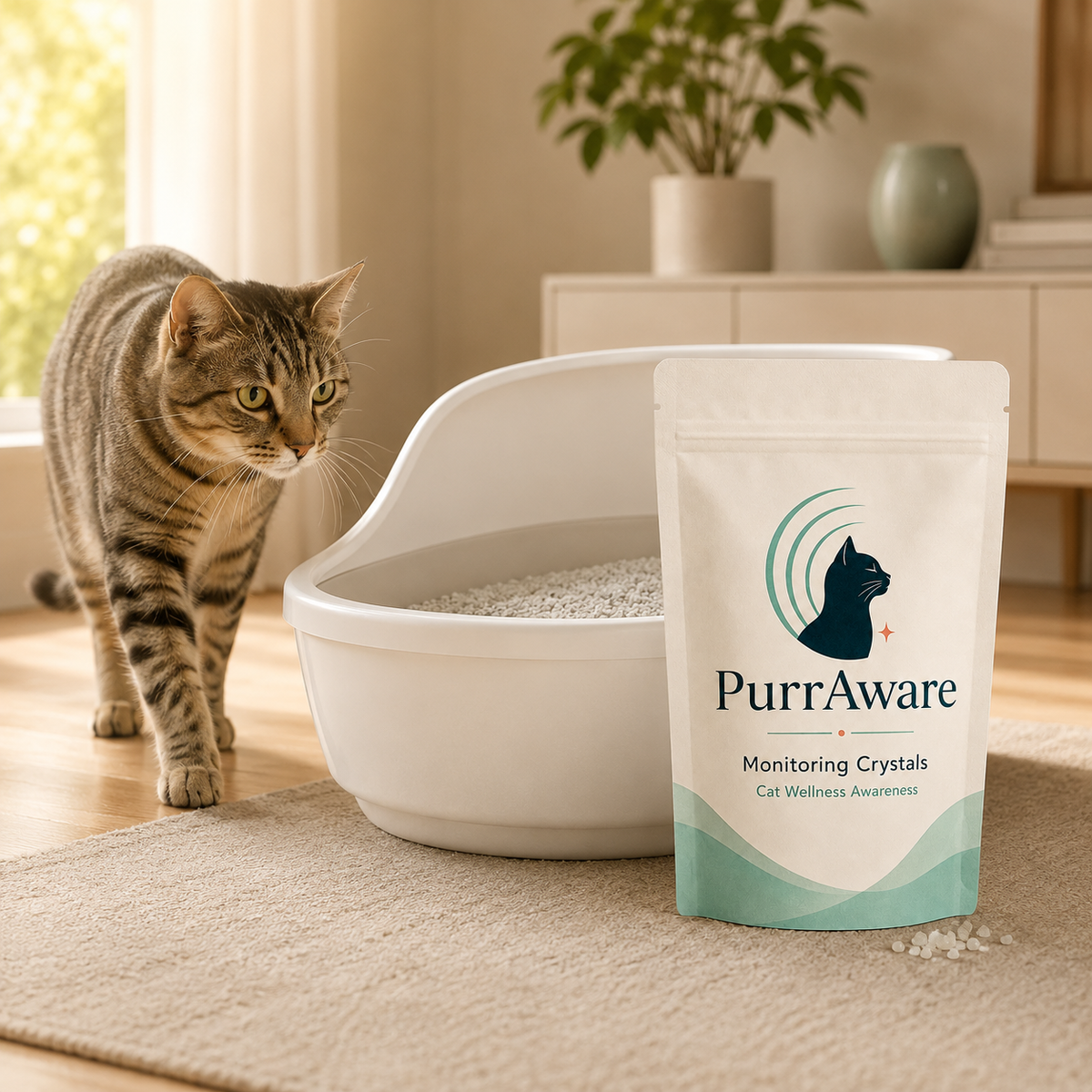 Close-up of PurrAware wellness monitoring crystals