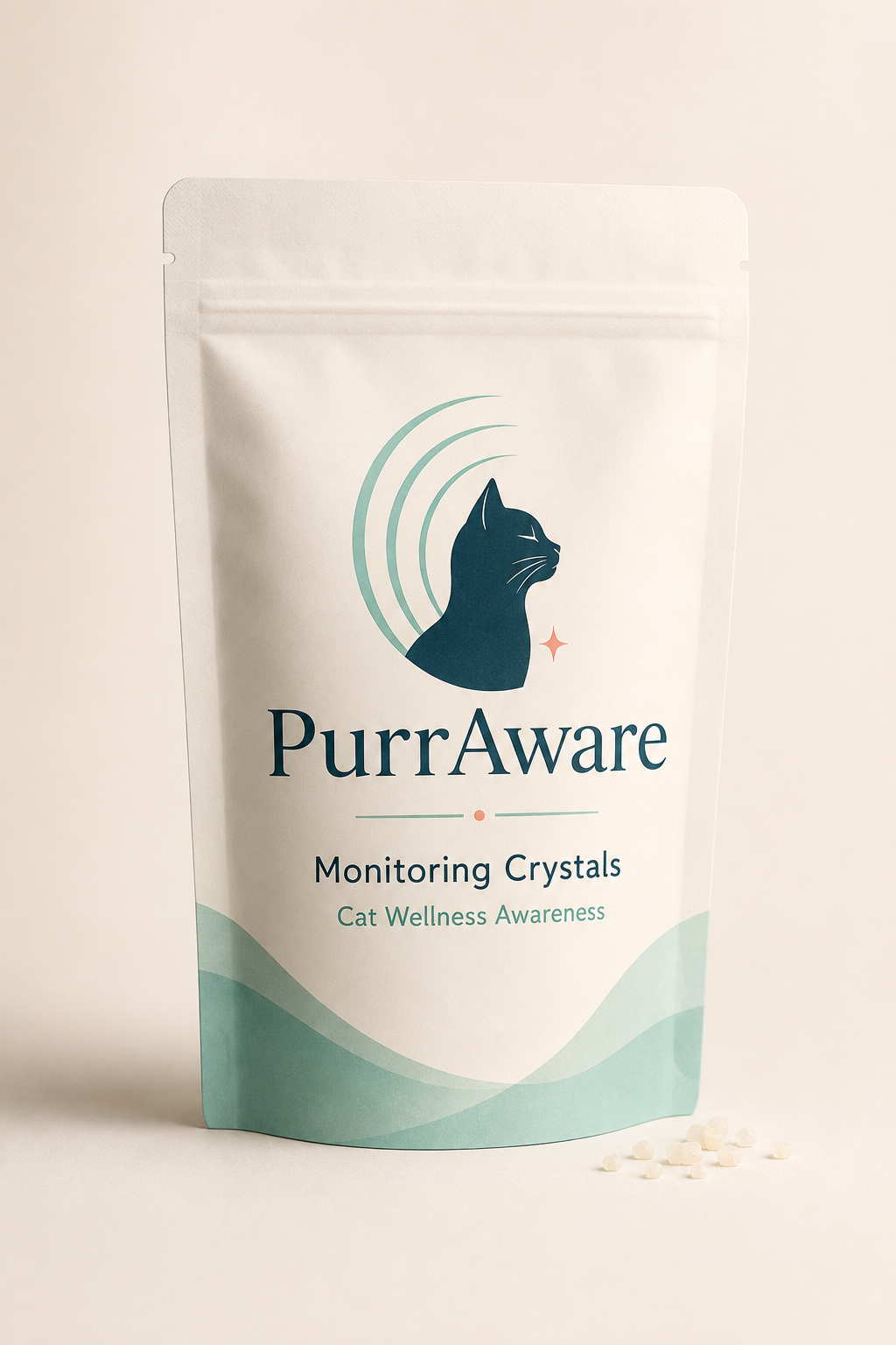 PurrAware cat litter monitoring crystals pouch